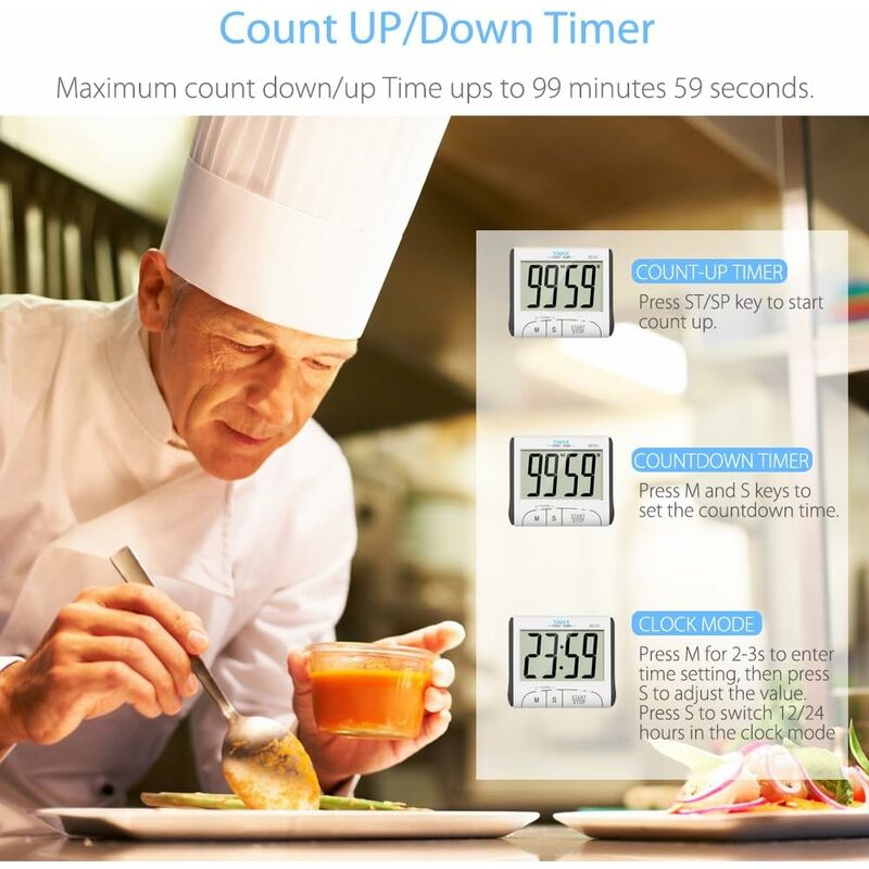 Chef Craft 99 Minute Extra-Loud Beep Digital Timer with Magnetic