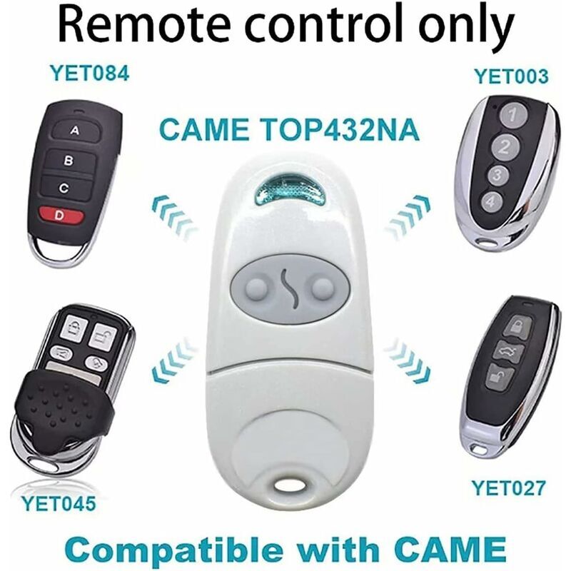 Came TOP432EE 2-Button Gate Remote Key Fob – 433MHz, Black, Made In Italy, 6-Month Warranty