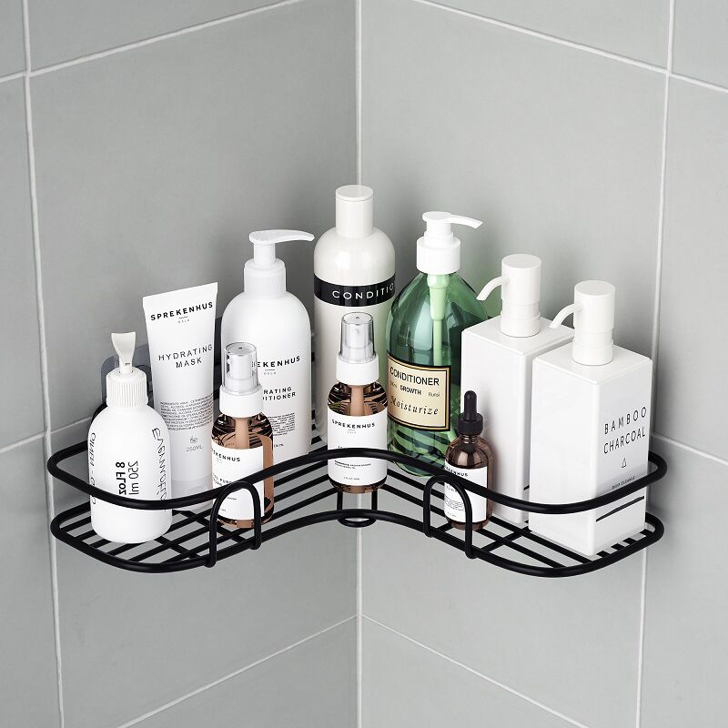 Drill-free Bathroom Shelf Modern Wall Mount Corner Shelf No Drill  Punch-free Bathroom Organizer for Shower Supplies Hollow Drain