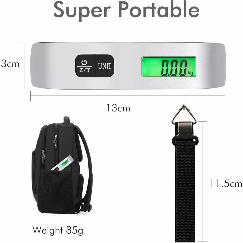 Luggage Scale, Portable Digital Hanging Baggage Scale For Travel, Suitcase  Weight Scale , 50kgsilver