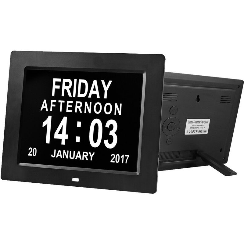 Radio Controlled Large LCD Wall Clock for DEMENTIA & ALZHEIMER