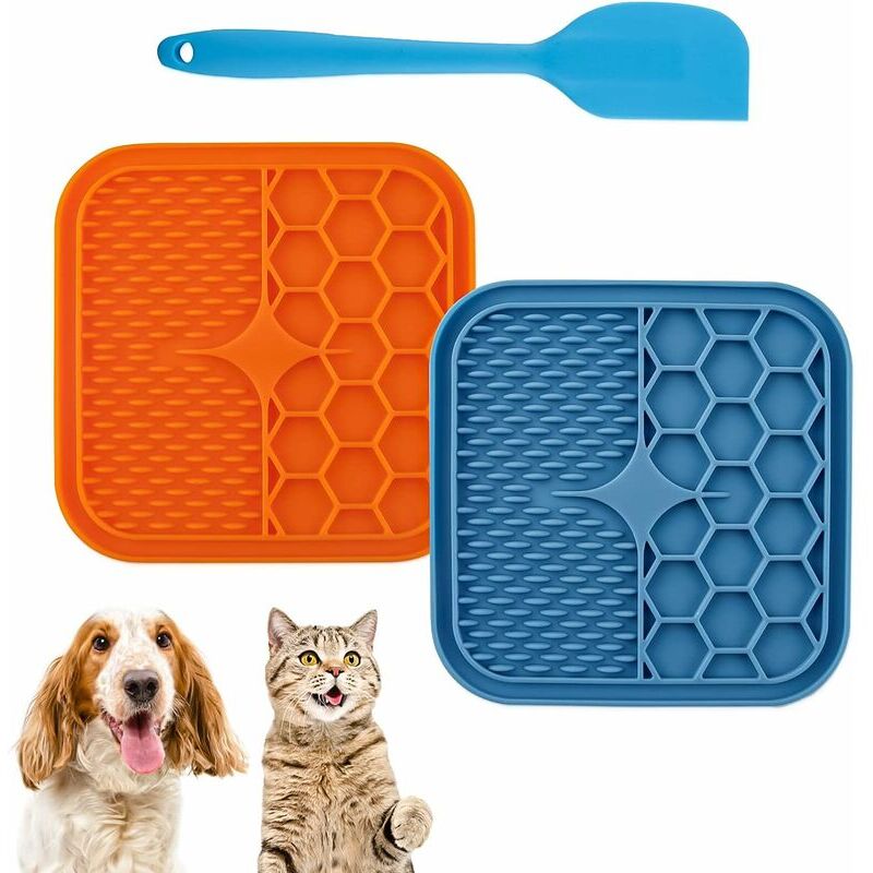 Pet Cat/dog Slow Feeder Mat With Suction Cups And Random Color For Feeding  Food, Silicone Material