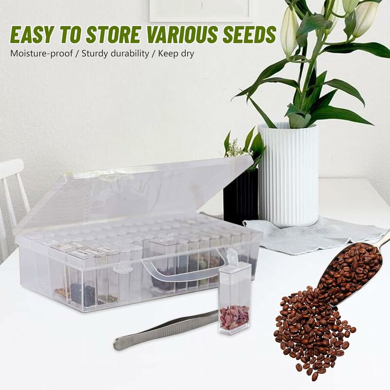 Seed Storage Box, 38 Slots Plastic Seed Storage Organizer with Tweezers,  Plant T