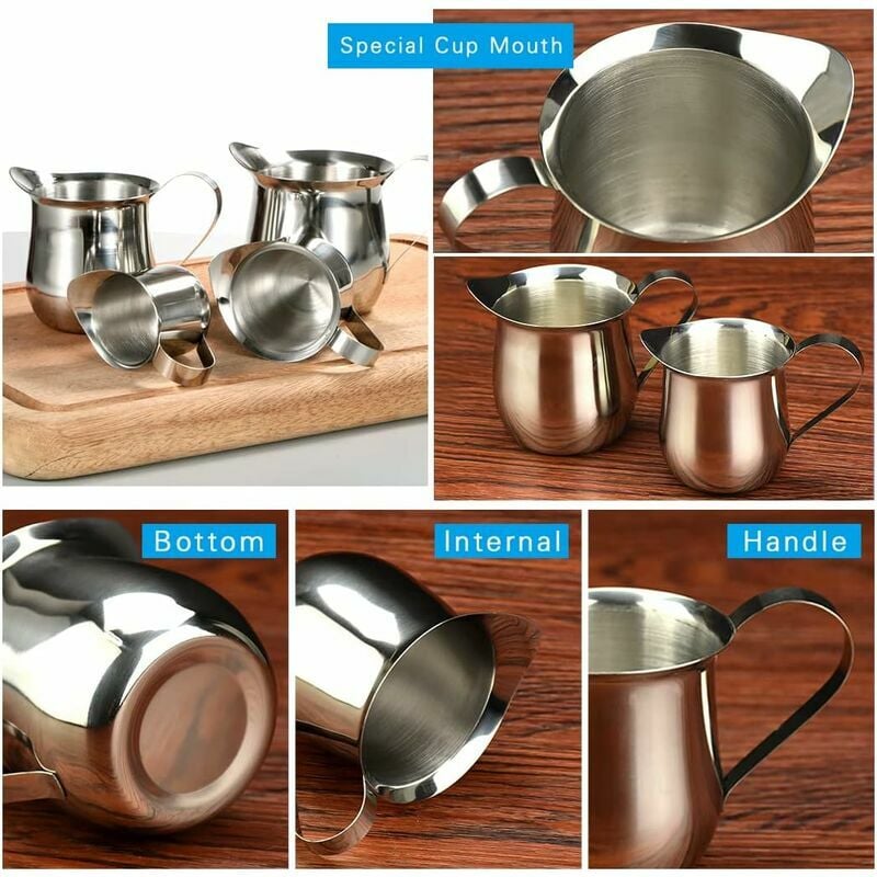 Stainless Steel Milk Frothing Pitcher - Milk Steamer Cup Jug Creamer  Accessories Suitable for Barista, Latte Art 21 oz (600 ml) Silver