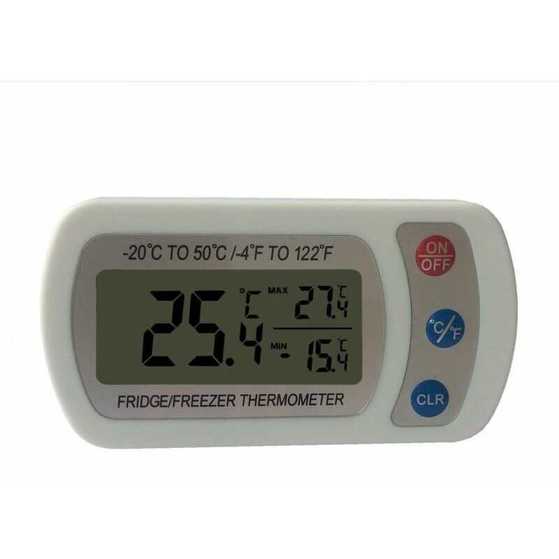 2-PACK Waterproof Digital Refrigerator Freezer Thermometer Large LCD - White