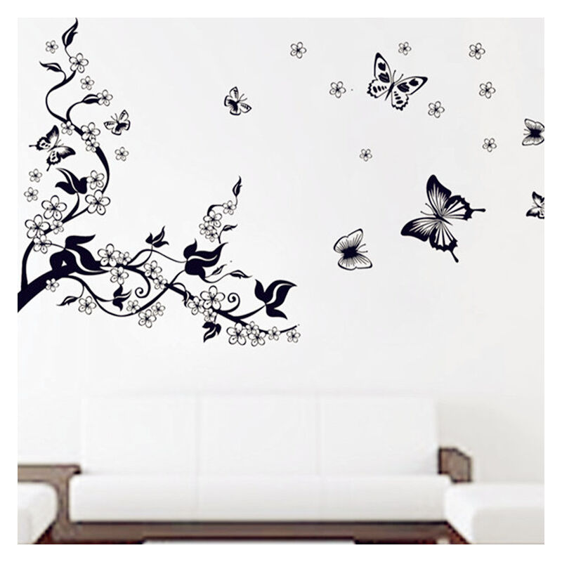BoBin DIY Peel & Stick Wall Sticker - Chrysanthemums With Butterflies & Dragonflies, Removable Mural - View #7