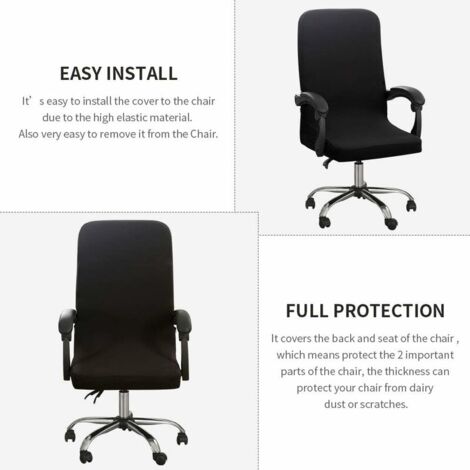 smiry Stretch Jacquard Office Computer Chair Seat Covers, Removable  Washable Anti-dust Desk Chair Seat Cushion Protectors - Black