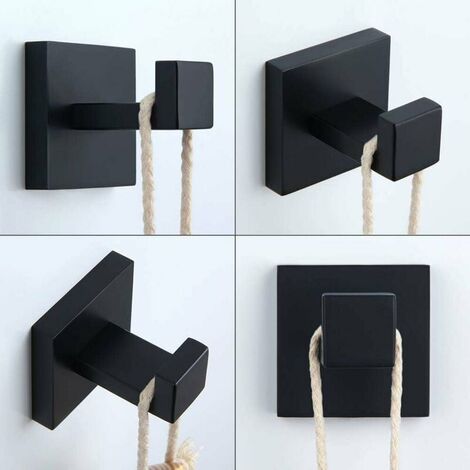 AlwaysH Matte Black Towel Hook, SUS304 Stainless Steel Coat Hook, Towel Rack, Modern Industrial Style Bathroom Wall Hook
