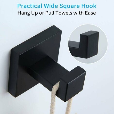 AlwaysH Matte Black Towel Hook, SUS304 Stainless Steel Coat Hook, Towel Rack, Modern Industrial Style Bathroom Wall Hook