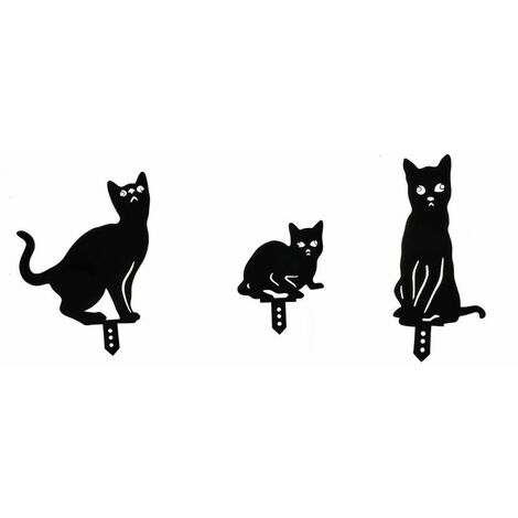 AlwaysH Cat Garden Metal Pile, Black Cat Silhouette Pile, Metal Cat ...