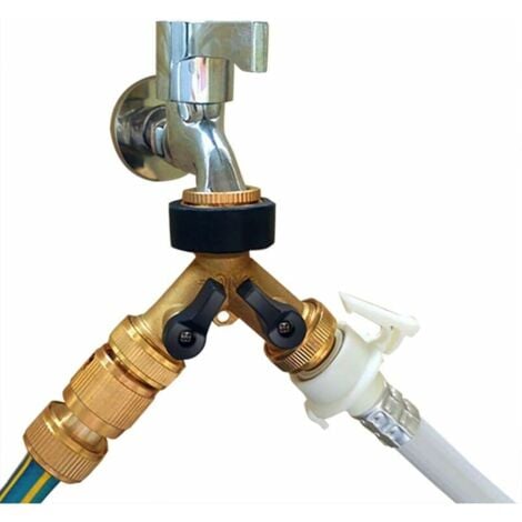 AlwaysH Solid Brass 2-Way Hose Splitter 2-Way Hose Connector with On ...