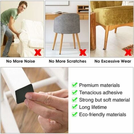 AlwaysH 20Pcs Non-Slip Rubber Pad Adhesive Rubber Pad Felt Pad Adhesive Furniture Pad for Protecting Tiles, Tables, Wood Floors 4.2 x 4.2cm (Black) ,