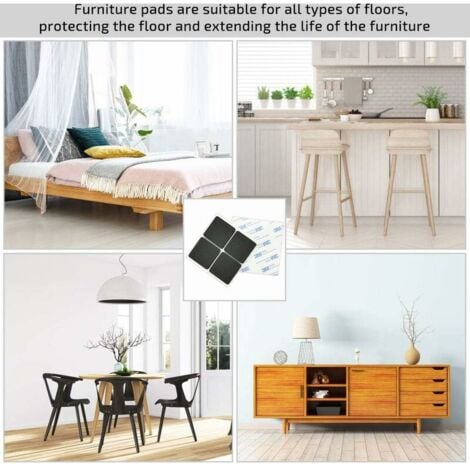 AlwaysH 20Pcs Non-Slip Rubber Pad Adhesive Rubber Pad Felt Pad Adhesive Furniture Pad for Protecting Tiles, Tables, Wood Floors 4.2 x 4.2cm (Black) ,