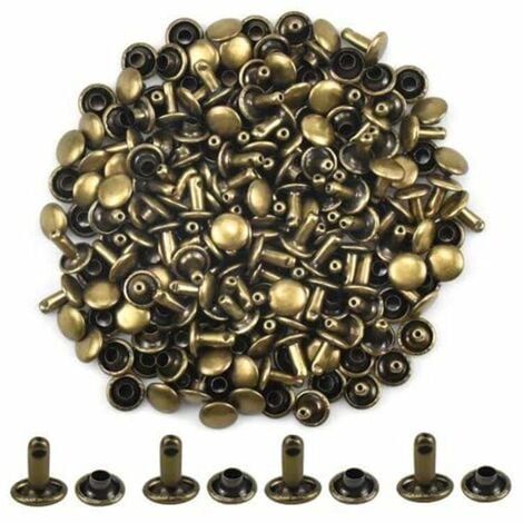 10 Set 6mm Brass Round Head Stud Screw Rivets for DIY Leather Craft Copper  Tone