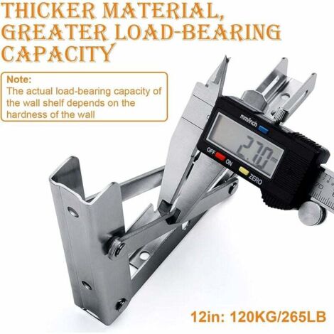 AlwaysH Folding Bracket 300mm,Folding Shelf Brackets Max Load 120kg,Stainless Steel Folding Console Bracket,Wall Shelf Bracket(2Pcs)