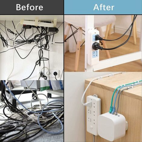 AlwaysH 10 Pieces Power Strip Wall Bracket,Self Adhesive Power Strip Wall Bracket,Plastic Power Strip Fixing,for Plug in Socket Holder,Power Strip Router,WiFi and Remote Control