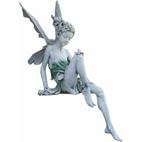 AlwaysH Garden Figurines Sitting Elves 22cm Angel Statue Garden Figurines Fairy Statue Garden Decoration