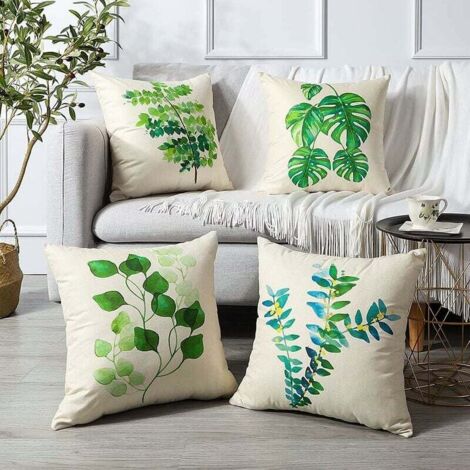AlwaysH Outdoor Cushion Cover, Set of Waterproof Green Leaves
