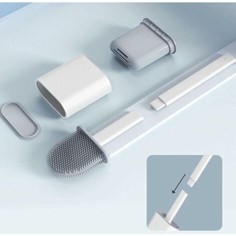 AlwaysH Flex Silicone Toilet Brush with Holder, Deep Clean Toilet Brush with Non-Slip Plastic Handle, Bendable Bowl Head for Cleaning Toilet Corner