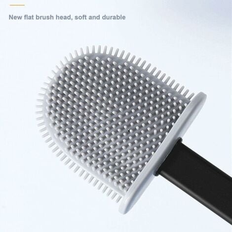 AlwaysH Flex Silicone Toilet Brush with Holder, Deep Clean Toilet Brush with Non-Slip Plastic Handle, Bendable Bowl Head for Cleaning Toilet Corner