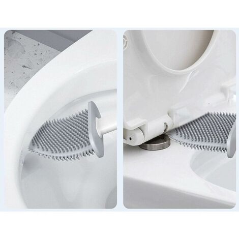 AlwaysH Flex Silicone Toilet Brush with Holder, Deep Clean Toilet Brush with Non-Slip Plastic Handle, Bendable Bowl Head for Cleaning Toilet Corner
