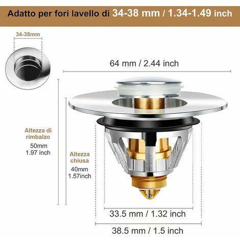 AlwaysH Sink Drain Without Overflow Pop Up Bathroom Sink Stopper ...