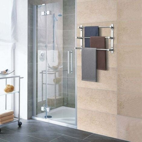 AlwaysH Multilayer 304 Stainless Steel Wall Mounted Towel Rack 40cm Wall Mounted 3 Bars Bathroom Kitchen Towel Rack