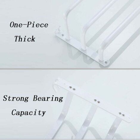 AlwaysH Towel Rack White Wall Mounted Multi-Layer Towel Rack Bars with Hooks Space Aluminum Towel Holder for Bathroom, Hotel Kitchen, Contemporary Style 2 Layer 50cm