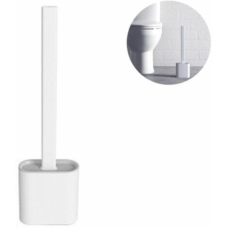 AlwaysH Flexible Silicone Toilet Brush with Holder, Soft Silicone Bristles Sturdy Deep Clean Bathroom Toilet Brush and Holder Set Quick Dry, Long Weight