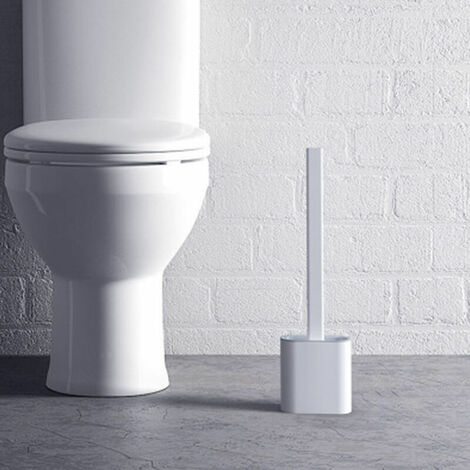 AlwaysH Flexible Silicone Toilet Brush with Holder, Soft Silicone Bristles Sturdy Deep Clean Bathroom Toilet Brush and Holder Set Quick Dry, Long Weight