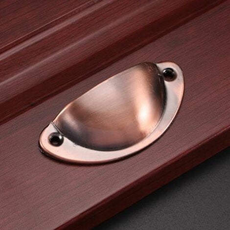 AlwaysH 10 Vintage Shell Handle for Cabinet Kitchen Cabinet Drawer, Curved Iron Retro Cupboard Door Knob 8.1 x 3.2 cm - Red Copper