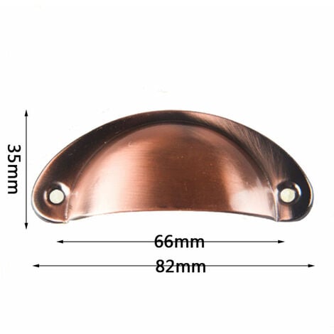 AlwaysH 10 Vintage Shell Handle for Cabinet Kitchen Cabinet Drawer, Curved Iron Retro Cupboard Door Knob 8.1 x 3.2 cm - Red Copper