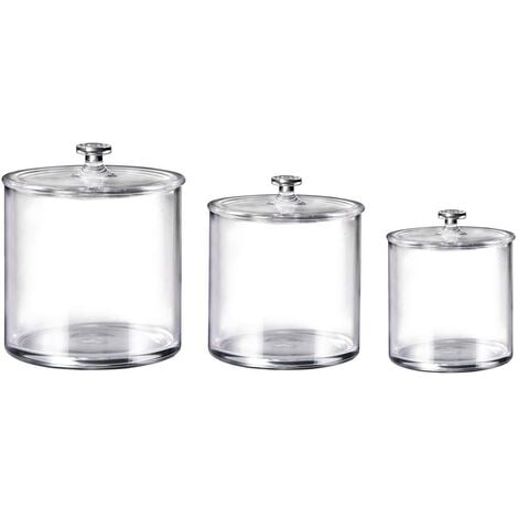 AlwaysH Set of 3 cotton swab box, cotton dispenser, plastic storage box for bathroom