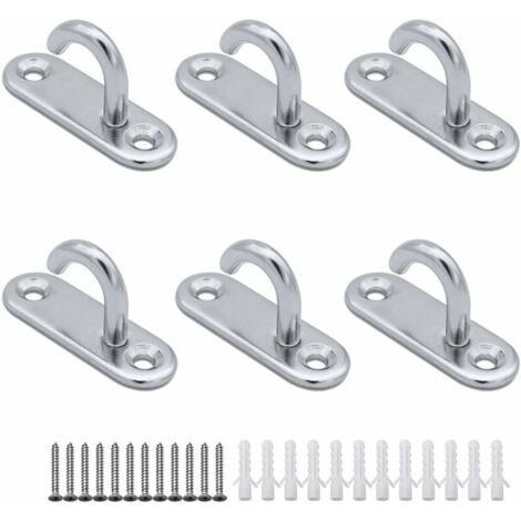AlwaysH (6 Pieces) 304 Stainless Steel Ceiling Hooks M5 Oval Open Hooks ...