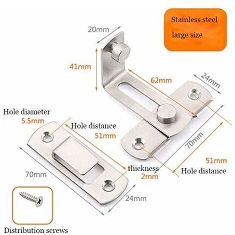 AlwaysH 90 Degree Right Angle Door Lock, Buckle Bolt Cam Lock for Door and Window Sliding Latch Bar Barn Door Lock Sliding Latch