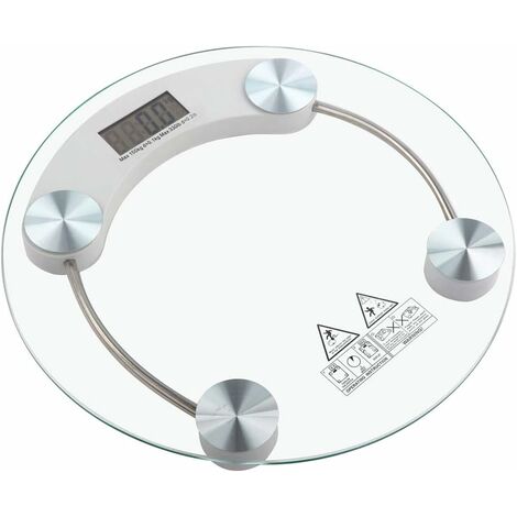 AlwaysH Digital Glass Bathroom Scale with 180 kg Capacity and LCD Display, Transparent White