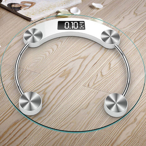 AlwaysH Digital Glass Bathroom Scale with 180 kg Capacity and LCD Display, Transparent White