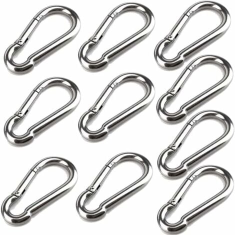 AlwaysH 10 x 40mm x 4mm carabiners, 304 stainless steel carabiner with  carabiner, load capacity up to approximately 80 kg.