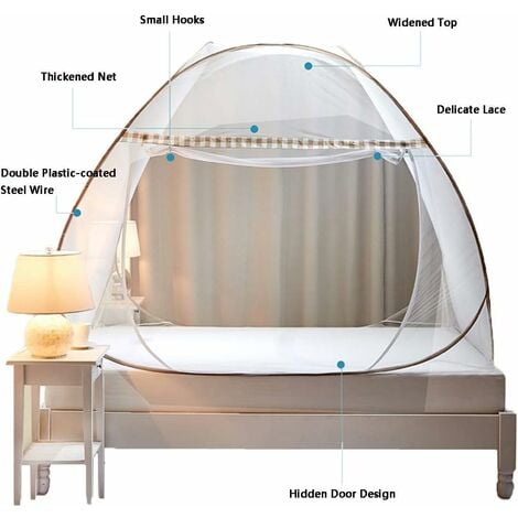AlwaysH Foldable Bed Mosquito Net Pop Up Large Mosquito Net Dome Tent Single  Door Camping Mosquito