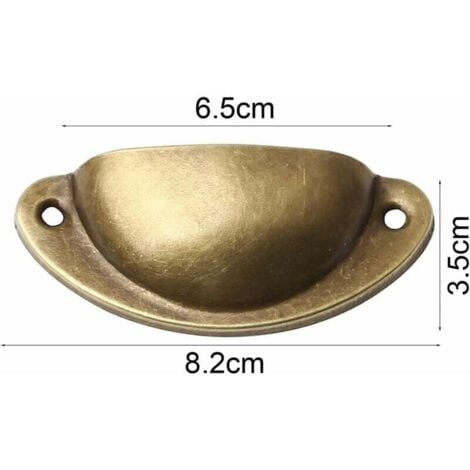 AlwaysH 10 Pcs Vintage Shell Handle, Retro Kitchen Cabinet Handles Curved Iron Door Knob With 20 Screws