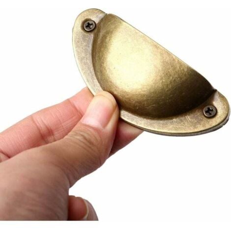 AlwaysH 10 Pcs Vintage Shell Handle, Retro Kitchen Cabinet Handles Curved Iron Door Knob With 20 Screws