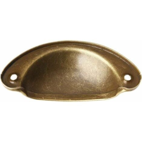 AlwaysH 10 Pcs Vintage Shell Handle, Retro Kitchen Cabinet Handles Curved Iron Door Knob With 20 Screws