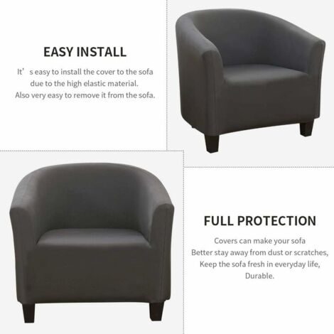 AlwaysH Stretch Convertible Armchair Slipcover,Easy to Install and Wash, Chair Cover with Armrests Chesterfield Armchair Cover for Counter Bar Living Room Meeting Room,Grey