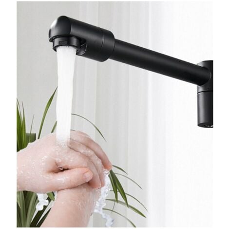 AlwaysH Wall-mounted kitchen faucet, folding telescopic, black wall-mounted faucet, brass wall-mounted faucet, wall-mounted mixer tap, Single cold water outlet