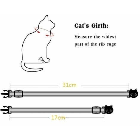 AlwaysH Reflective Adjustable Anti Strangulation Cat Collar with Anti-Lost Bell Address Tag Pendant and Safety Buckle, Cute Multicolor Pet Supply