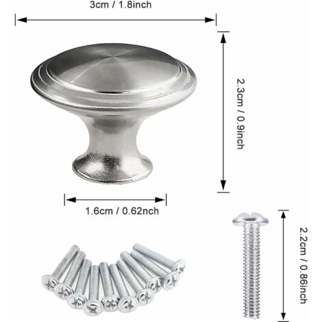 AlwaysH Silver Drawer Door Handle,Round Door Knobs Knobs,Silver Round Drawer Pulls,30mm Furniture Knob apply to Furniture Handles for Cupboard Cabinet Kitchen（25 Pieces）
