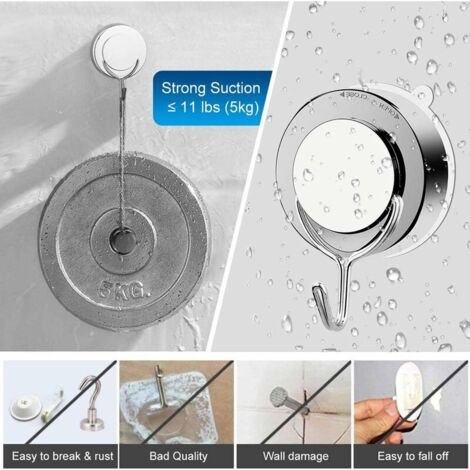 AlwaysH Vacuum Suction Cup Hook for Bathroom Toilet Kitchen Powerful ...