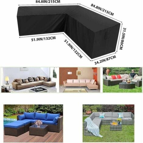 AlwaysH Garden Corner Sofa Cover Waterproof 210D Oxford Dustproof Cover for Garden Furniture L Shape Corner Sofa Cover (21521587cm)