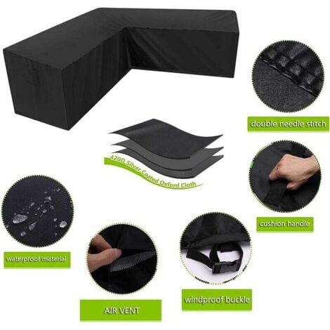 AlwaysH Garden Corner Sofa Cover Waterproof 210D Oxford Dustproof Cover for Garden Furniture L Shape Corner Sofa Cover (21521587cm)