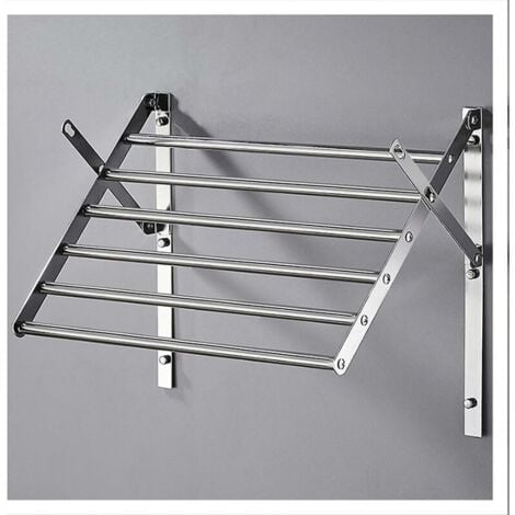 AlwaysH Wall-mounted drying rack clothes drying rack retractable wall-mounted drying rack folding stainless steel space saving，40cm